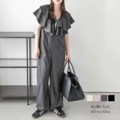 AMELY♡ラッフルフリルオールインワン♡グレー／Cサイズ♡新品