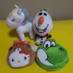 ☆ハローキティ　ヨッシー　オラフ　ユニコーン　コインケース　ぬいぐるみセット☆