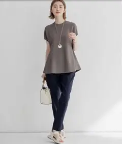 【美品✨】23区 洗えるリネンレーヨンストレッチ テーパード パンツ 46