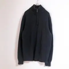 【GOODTHREADS】（XS）ハーフジップハイネックリブニットセーター/無地