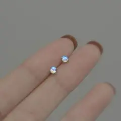 No128ミニ ムーンストンカラー 通勤［シルバー］S925 金属アレルギー対応
