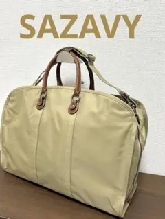 SAZABY ナイロン×ハンドル本革 ボストンバッグ 2WAY 旅行 出張