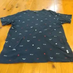 FILA ロゴプリント総柄 Tシャツ ネイビー　LLサイズ