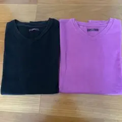 アーバンリサーチ　黒と紫のVネック　半袖Tシャツセット