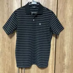 Munsingwear ポロシャツ ブラック/ホワイトストライプ