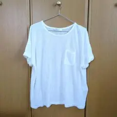 CINEMACLUB　シネマクラブ　 重ね着半袖 Tシャツ ポケット付き　白　L
