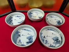 中鉢　煮物鉢　染付　山水　5客　 有田焼　手描き