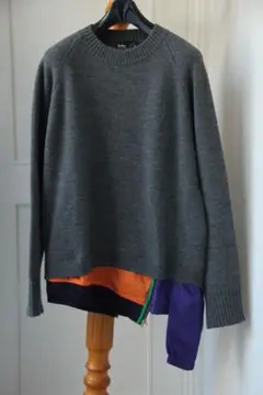 極美品 kolor カラー 3 ニット グレー ドッキング セーター sacai