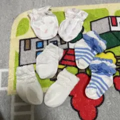 ベビー靴下ミトンセット まとめ売り ホワイト ピンク ブルー