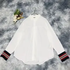ZARA BASIC ザラベーシック (M) 長袖 デザインシャツ ホワイト