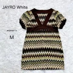 【JAYRO White】ニットワンピ 半袖 Vネック ジャイロホワイト