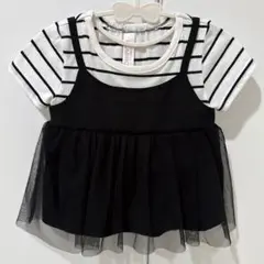 西松屋 ストライプ レース シャツ パンツ付き