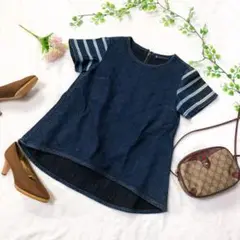 BORDERS at BALCONY ブラウス 38 ボーダー 高級 上品