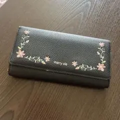 marry cile 花刺繍 長財布 黒
