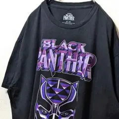 マーベル ブラックパンサー デカロゴ Tシャツ ブラック 黒 XL 古着