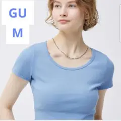 GU　リブミニ　Tシャツ　半袖　ブルー　M