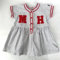ミキハウス ベースボール ワンピース 3S 約90サイズ 女の子　レア