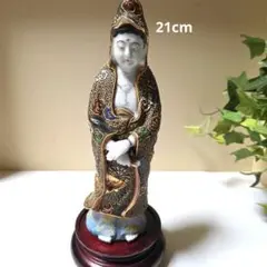 工芸美術品　九谷焼　青磁　観音菩薩像　仏像　置物　高さ28cm 工芸美術品 九谷焼 青磁 観音菩薩像 仏像 置物 高さ28cm｜Yahoo