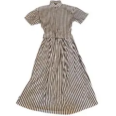 ■SINMEシンメ ロングシャツストライプワンピース/M