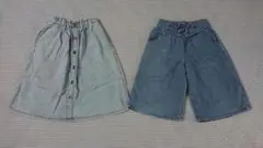 130cm GU デニム スカート と マザウェイズ ハーフパンツ 2枚セット