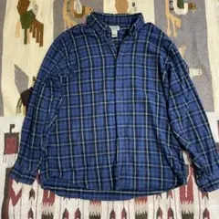 エルエルビーンL.L.BEAN ブルーチェックシャツ　ボックスシルエットXL