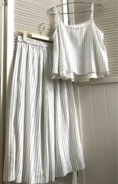 INGNI セットアップ　キャミソール+ワイドパンツ　ストライプ 裏地付き