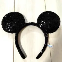 ディズニー　カチューシャ　スパンコール ミッキー　黒　完売品