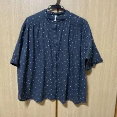 cloudnine ダークグレー 水玉 半袖シャツ