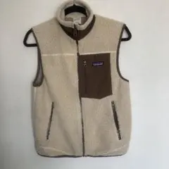 patagonia メンズXS フリースベスト ベージュ　ブラウン
