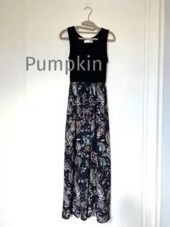 パンプキン　ペイズリー柄ノースリーブロングワンピース　M