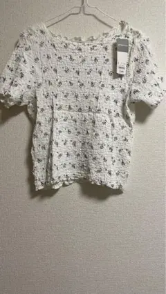 【新品未使用・タグ付き】GU フラワープリントコンパクトTシャツ　Lサイズ