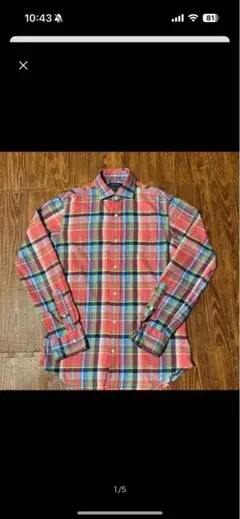 POLO チェックシャツ　長袖　XS