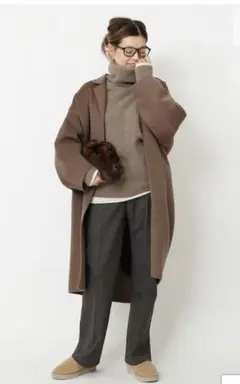 Deuxieme Classe ウールアンゴラリバーコート2020FW ブラウン