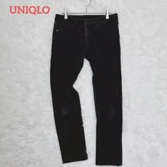 UNIQLOユニクロ/ブラックデニム　軽ストレッチ S ジーンズ　レディース