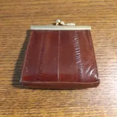 イールスキン 小銭入れ 鰻皮 本革 茶色