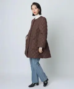 CADUNE 《川上桃子さんコラボ》キルティングコート 茶