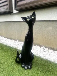 黒猫のオブジェ　陶器　置物　猫　cat アート　インテリア　ねこアニマルモダン