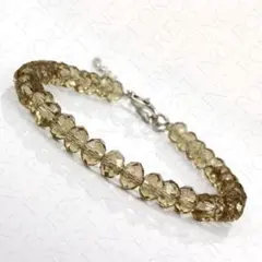 スモーキークォーツグラスカットクリスタルボタンブレスレット