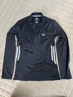 adidas CLIMALITE ハーフジップ長袖トップス XS 黒