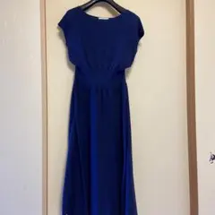 Nolley's ネイビー 半袖ニットロングワンピース
