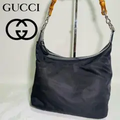 【定番】GUCCI グッチ ショルダーバッグ バンブー ブラック 大容量