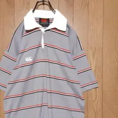 Canterbury カンタベリー グレー ストライプ ラガーシャツ Sサイズ