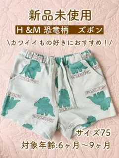 【週末セール！新品】H&M 恐竜柄 ショートパンツ 75サイズ 6〜9ヶ月