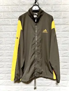 h1486■adidas■トラックジャケット ジップアップ 黄×グレー L