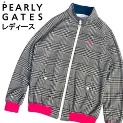 PEARLY GATES 裏メッシュ ジップジャケット チェック柄 グレー 1