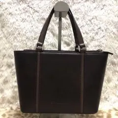 【美品】 バーバリー ミニトートバッグ ノバチェック ブラウンレザー