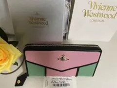 【新品】Vivienne Westwood 長財布 ピンク×グリーン