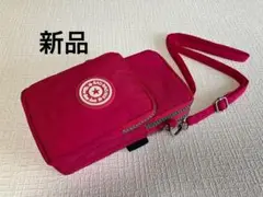 新品 ナイロン 軽量 スマホショルダー ポシェット ピンク系