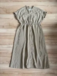 【美品】シンプリシテェ　半袖ワンピース シャツワンピ ロングワンピ　ベージュ
