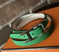 ☆超美品☆ HERMES 2連ブレスレット GP×レザー バングル エルメス